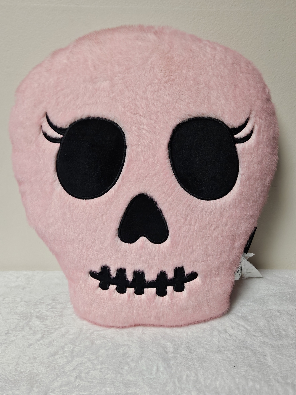 Cynthia Rowley Pink Skull Plush Throw Pillow Goth Halloween Decorative Cushion